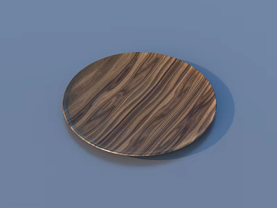 Natural Wooden Round Plate With Unique Grain Pattern For Home Living 3d model