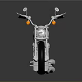 Silver Classic Motorcycle With Black Seat And Chrome Details