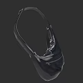 Black Shiny Leather Shoulder Bag With Adjustable Strap And Zipper Detail