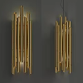 Modern Golden Wall Sconce Featuring Vertical Metal Bars For Decorative Lighting 3d model