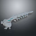 Futuristic Streamlined Mechanical Structure With Blue Glowing Details And Support Bases 3d model