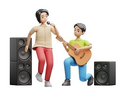 stage performance dancer singer sound cartoon scene cartoon double 3d model