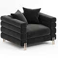 Black Velvet Accent Chair With Thick Armrests Gold Metal Legs And Cushions