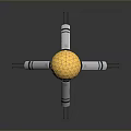 Golden Polyhedral Sphere Device With White Supporting Legs And Metallic Base 3d model