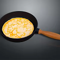 Black Frying Pan With Wooden Handle Perfect For Making Fresh Pancakes At Home