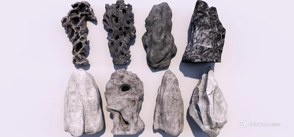 Natural Stone And Wood Samples With Diverse Textures And Shapes 3d model 