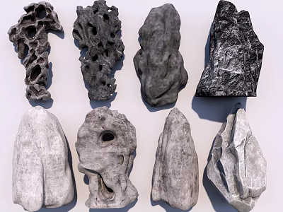 Natural Stone And Wood Samples With Diverse Textures And Shapes 3d model