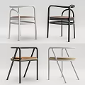 Modern Leisure Chair Design With Metal Frame Wooden Seat And Color Variations