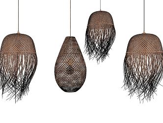 Quiet Chandelier Natural Homestay Woven Chandelier 3d model