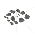 Gray Natural Stones And Wooden Pieces Displayed On White Background Surface