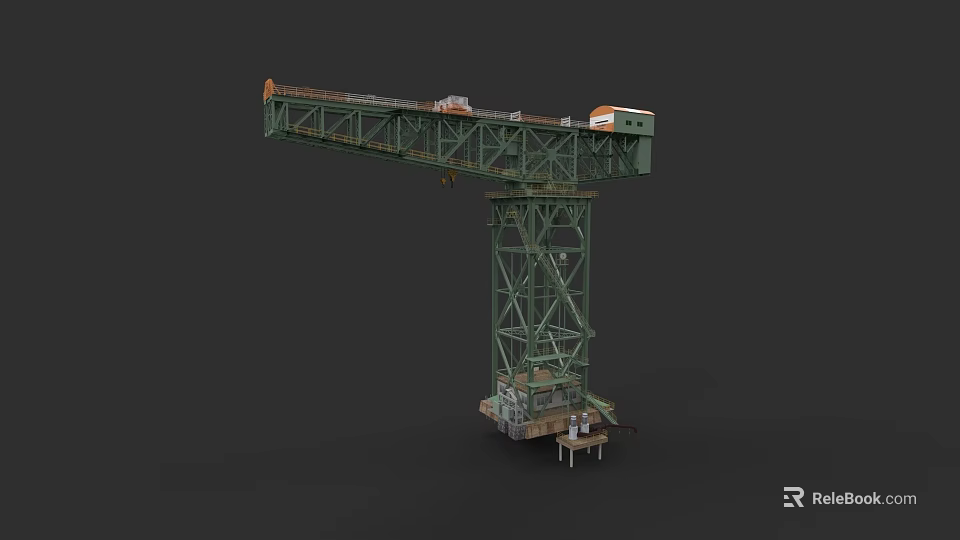 Industrial Factory Gantry Crane With Green Metal Frame Structure And Machinery 3d model 