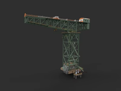 Industrial Factory Gantry Crane With Green Metal Frame Structure And Machinery 3d model