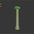 Elegant Classical Fluted Marble Column With Ornate Capital And Green Accents