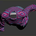 Colorful Zigzag Pattern Turtleneck Sweater With Pink Purple Blue And Denim Shorts