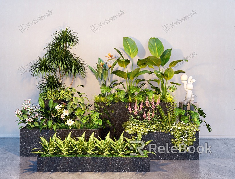 Green plant flower box plant combination plant pile flower pond flower bed flower border flowers and plants model