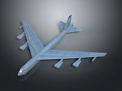 Gray Passenger Airplane With Four Engines Blue Tail And Modern Wing Design 3d model