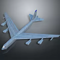 Gray Passenger Airplane With Four Engines Blue Tail And Modern Wing Design