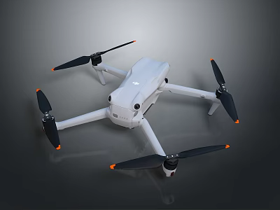 White Modern Drone with Four Propellers and Orange Accents 3d model