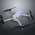 White Modern Drone with Four Propellers and Orange Accents 3d model