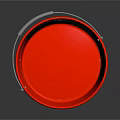 Bright Orange Plastic Bucket With Metal Handle On Dark Background