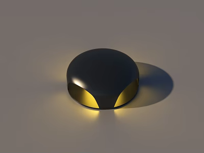Black Round Illuminated Object With Yellow Light At Base And Smooth Surface 3d model