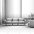 Modern Combination Sofa Black Sofa Combination 3d model