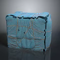 Blue Textured Cube With Wrapped Fabric Surface And Black Brown Lines 3d model