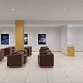 4S Car Dealership Waiting Area With Brown Sofas White Walls Car Posters And Light Floors