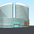 Modern Commercial Complex Featuring Curved High Rise Towers Glass Curtain Walls And Low Rise Sections