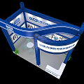 Exhibition Booth With Blue And White Design For WB Technology Displayed Products And Structure
