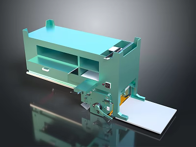 Green Industrial Metal Cutting Machine With White Platform And Mechanical Parts 3d model