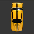 Yellow Muscle Car With Black Stripes And Sleek Exterior Design Features