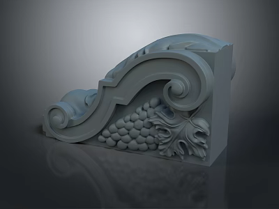 Intricate Carved Grape Plant with Leaves on Decorative Architectural Element 3d model