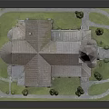 Detailed Church Model With Tall Spire Tower Arched Windows Stone Exterior And Lawn Base