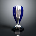 Shiny Blue And Silver Trophy With Black Base And Engraved Nameplate