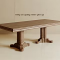 Natural Wood Rectangular Dining Table With Sturdy Legs And Smooth Surface In Minimalist Room