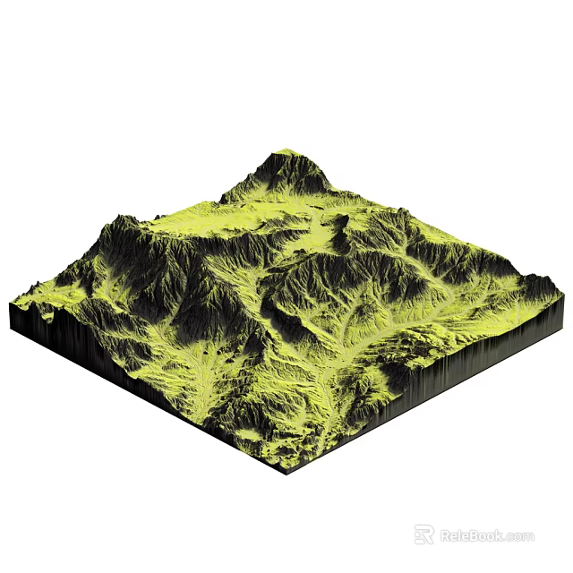 Garden Landscape 3D Topographic Model With Green Mountain Terrain And Elevated Landforms 3d model