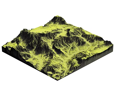 Garden Landscape 3D Topographic Model With Green Mountain Terrain And Elevated Landforms 3d model