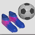 Blue And Pink Sports Football Boots With Black White Soccer Ball