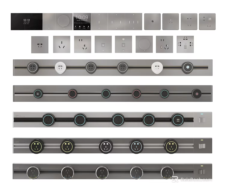 Modern Switch Panels with Various Designs Buttons and Sockets for Home Use 3d model