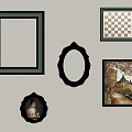 Decorative Picture Frames In Various Shapes Colors With Art Prints And Portrait