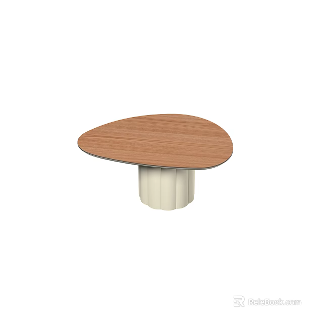 Sleek Outdoor Table with Wooden Tabletop White Base and Unique Shape 3d model