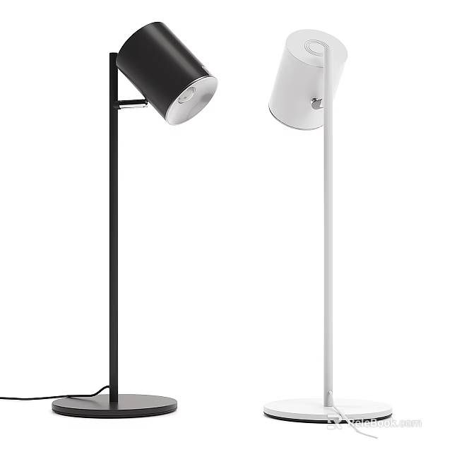Modern Black and White Minimalist Floor Lamps with Adjustable Head for Home Living Room 3d model 