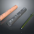 Cylindrical Industrial Components With Orange Gray Tubes And Green Rod Featuring Marked Surfaces