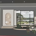 Modern Clubhouse Interior Design With Open Space Bookshelves And Scenic View Windows