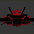 Red Futuristic Flying Vehicle With Streamlined Design And Blue Glowing Accents