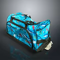 Vibrant Blue Travel Duffel Bag With Colorful Prints And Black Straps For Daily Use