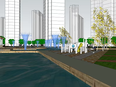 Modern Park Community Landscape 3d model