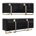 Elegant Modern Black Console Cabinet And Sideboard With Gold Metal Frame Design 3d model