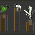 Stylish Copper Metal Plant Stands With Green Leafy Plants For Garden Decor